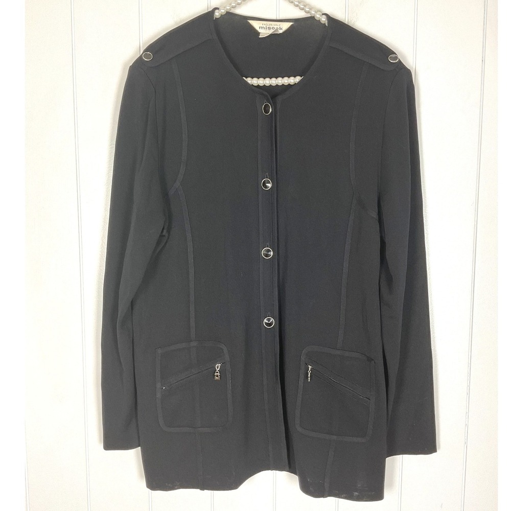 Misook‎ Black Women's Knit Sweater Blazer Size XL